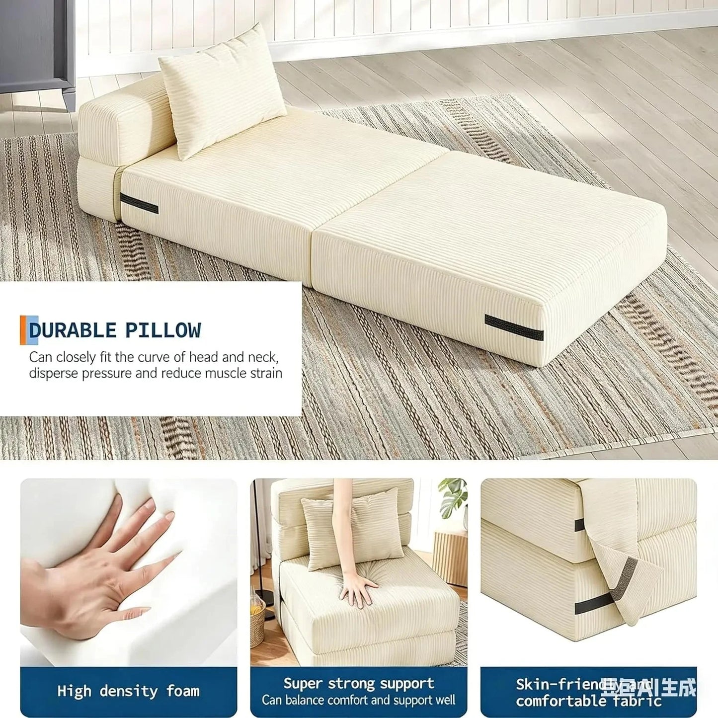 2-in-1 Convertible Folding Sofa Bed – Pull-Out Loveseat Sleeper Chair Manwatstore