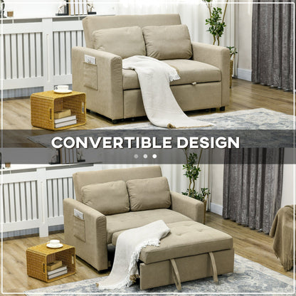 2-Seater Convertible Sofa Bed Settee with Cushions &amp; Side Storage Pockets sofa bed Manwatstore
