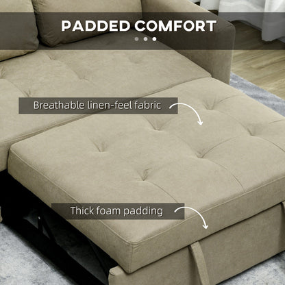 2-Seater Convertible Sofa Bed Settee with Cushions &amp; Side Storage Pockets sofa bed Manwatstore