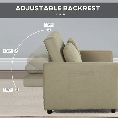 2-Seater Convertible Sofa Bed Settee with Cushions &amp; Side Storage Pockets sofa bed Manwatstore
