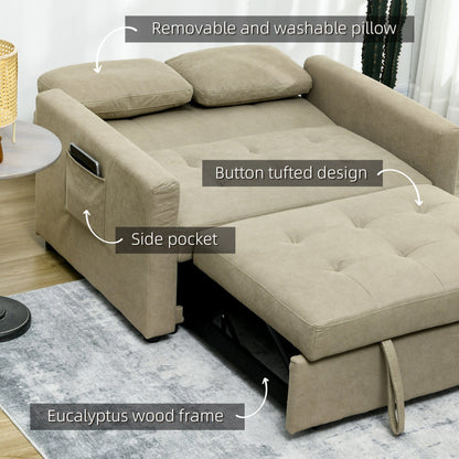 2-Seater Convertible Sofa Bed Settee with Cushions &amp; Side Storage Pockets sofa bed Manwatstore