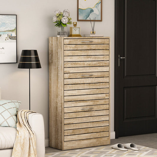 3-Drawer Shoe Storage Cabinet With Ventilate Doors, Wood 3-Tier Shoe Rack Storage Organizer For Entryway, Hallway Manwatstore