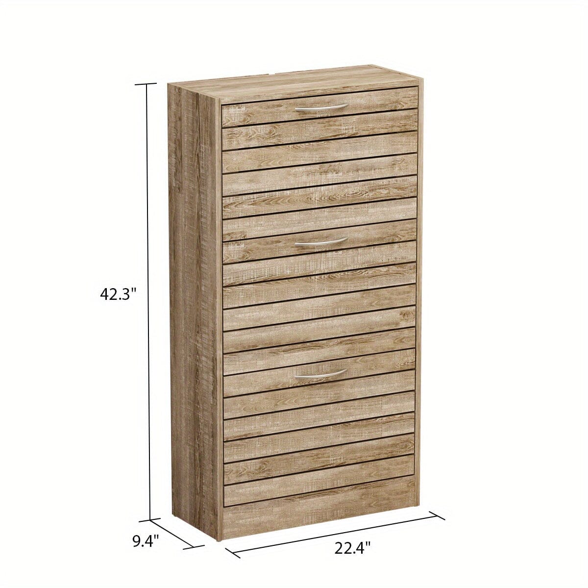 3-Drawer Shoe Storage Cabinet With Ventilate Doors, Wood 3-Tier Shoe Rack Storage Organizer For Entryway, Hallway Manwatstore
