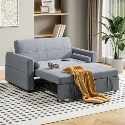 3-in-1 Convertible 2-Seater Sofa Bed with USB &amp; Storage Pockets Sofa Bed For Livingroom Manwatstore