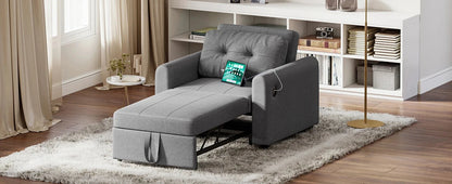 3-in-1 Convertible Sofa Bed with USB &amp; Type-C | Single Pull-Out Sleeper Chair Manwatstore