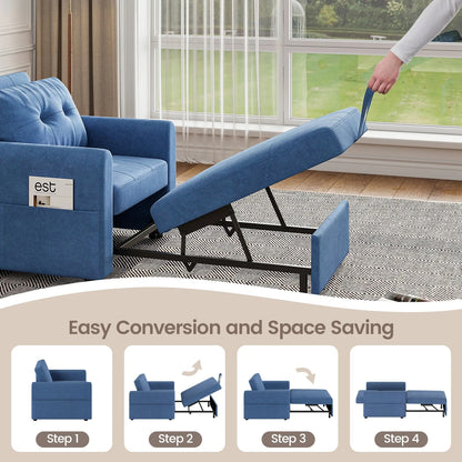 3-in-1 Single Sofa Bed Chair with Pull-Out Sleeper, USB Charging Ports &amp; Side Pocket Manwatstore