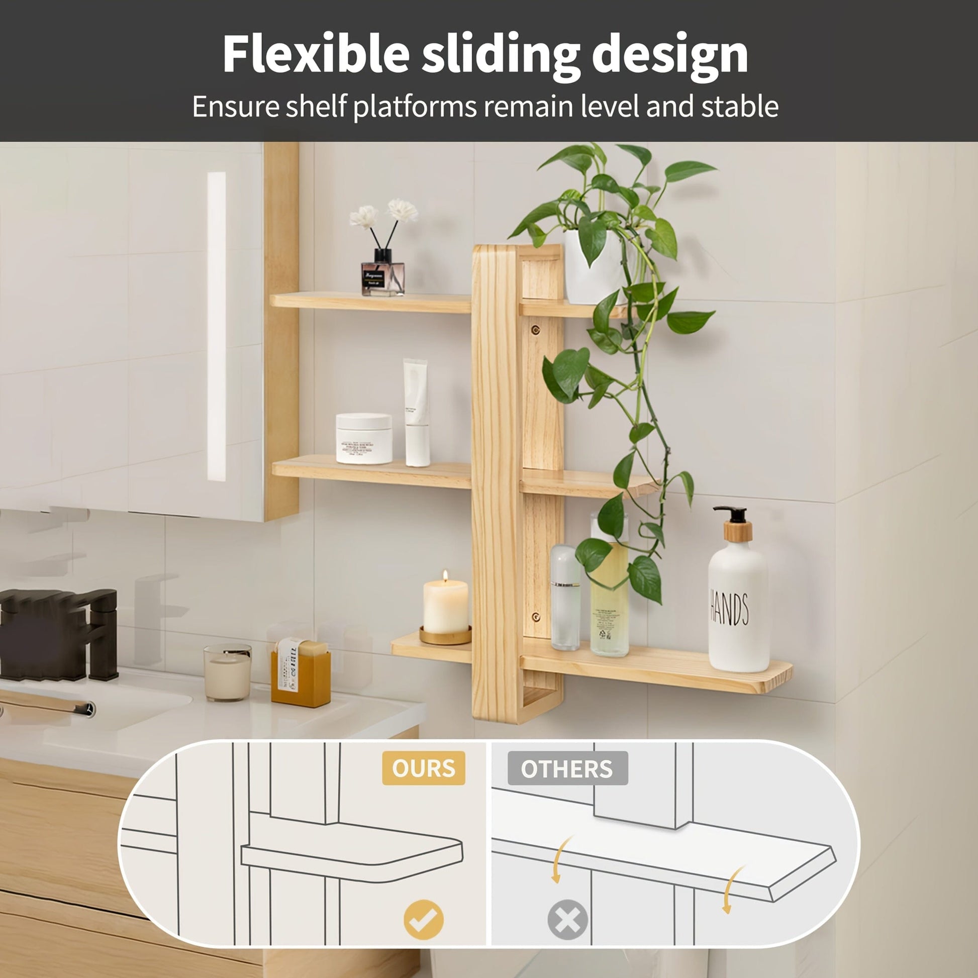 3-Tier Walnut Floating Wall Shelves - Sleek Modern Design for Bedroom, Living Room, Office & Bathroom Decor - Perfect for Displaying Plants, Photos & More - Easy Assembly, No Drilling Required, Shelves for Living Room, Floati Manwatstore