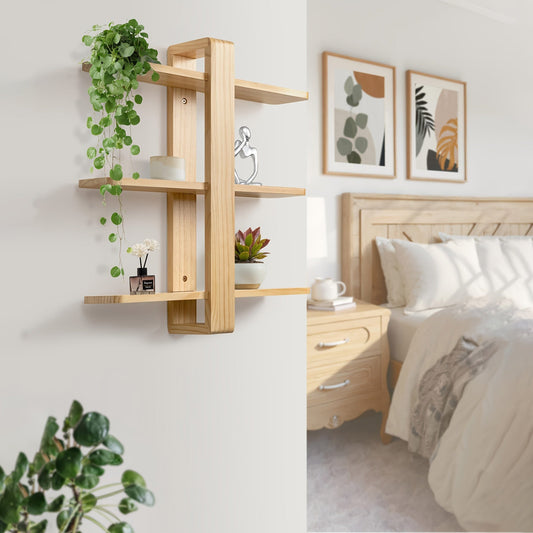3-Tier Walnut Floating Wall Shelves - Sleek Modern Design for Bedroom, Living Room, Office & Bathroom Decor - Perfect for Displaying Plants, Photos & More - Easy Assembly, No Drilling Required, Shelves for Living Room, Floati Manwatstore