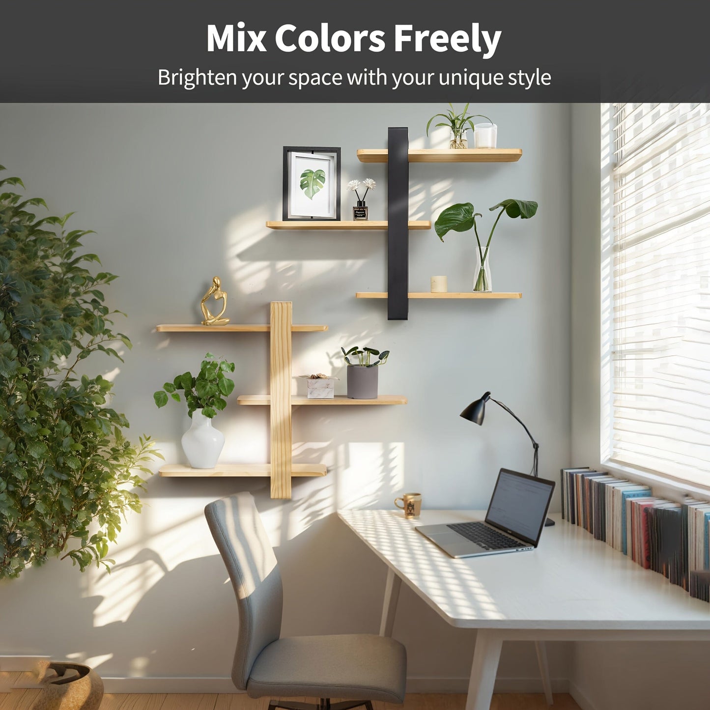 3-Tier Walnut Floating Wall Shelves - Sleek Modern Design for Bedroom, Living Room, Office & Bathroom Decor - Perfect for Displaying Plants, Photos & More - Easy Assembly, No Drilling Required, Shelves for Living Room, Floati Manwatstore