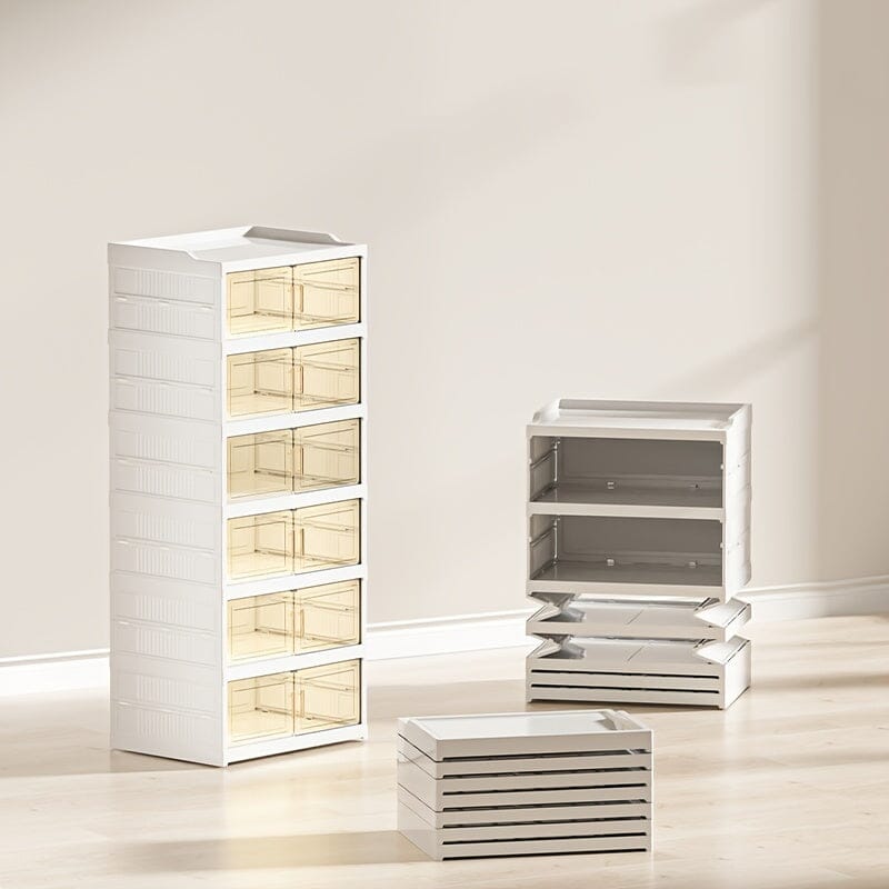 3/6/9 Layers Foldable Shoe Rack Storage Rack for Entry-level Bedroom Wardrobe Transparent Plastic Foldable Shoe Rack Stackable Transparent Folding Shoe Storage Box Easy-to-Assemble Shoe Cabinet with Lid and Door (9 Layers Can Manwatstore