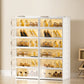 3/6/9 Layers Foldable Shoe Rack Storage Rack for Entry-level Bedroom Wardrobe Transparent Plastic Foldable Shoe Rack Stackable Transparent Folding Shoe Storage Box Easy-to-Assemble Shoe Cabinet with Lid and Door (9 Layers Can Manwatstore
