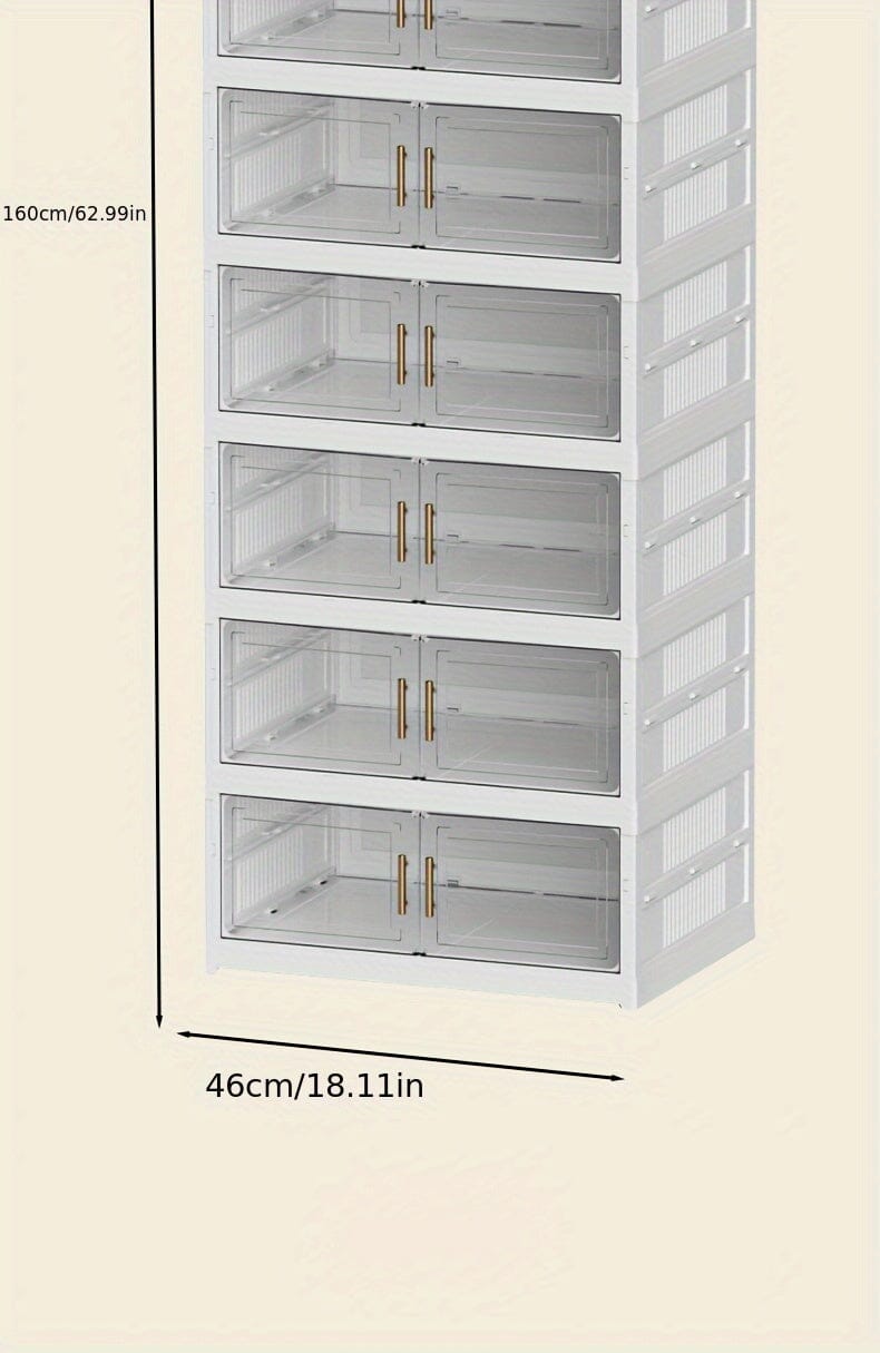 3/6/9 Layers Foldable Shoe Rack Storage Rack for Entry-level Bedroom Wardrobe Transparent Plastic Foldable Shoe Rack Stackable Transparent Folding Shoe Storage Box Easy-to-Assemble Shoe Cabinet with Lid and Door (9 Layers Can Manwatstore