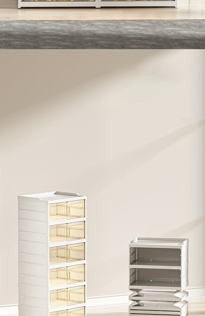 3/6/9 Layers Foldable Shoe Rack Storage Rack for Entry-level Bedroom Wardrobe Transparent Plastic Foldable Shoe Rack Stackable Transparent Folding Shoe Storage Box Easy-to-Assemble Shoe Cabinet with Lid and Door (9 Layers Can Manwatstore