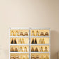 3/6/9 Layers Foldable Shoe Rack Storage Rack for Entry-level Bedroom Wardrobe Transparent Plastic Foldable Shoe Rack Stackable Transparent Folding Shoe Storage Box Easy-to-Assemble Shoe Cabinet with Lid and Door (9 Layers Can Manwatstore