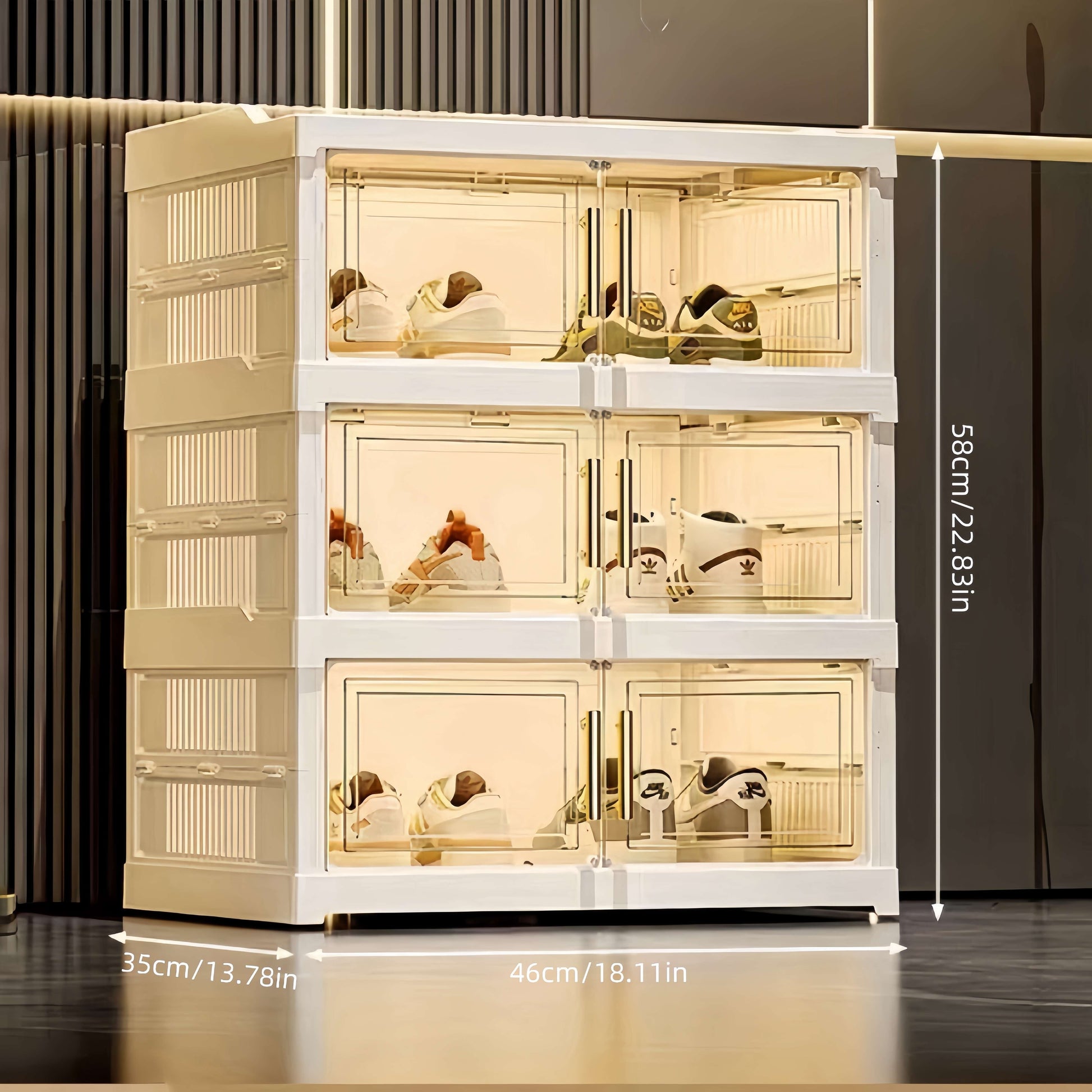 3/6/9 Layers Foldable Shoe Rack Storage Rack for Entry-level Bedroom Wardrobe Transparent Plastic Foldable Shoe Rack Stackable Transparent Folding Shoe Storage Box Easy-to-Assemble Shoe Cabinet with Lid and Door (9 Layers Can Manwatstore