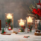 6 Set Christmas Glass Hurricane Candle Holders with Decorative Christmas Ornaments Christmas Centerpieces for Tables Christmas Glass Cylinder Decoration for Dinning Table Home Ornaments Manwatstore