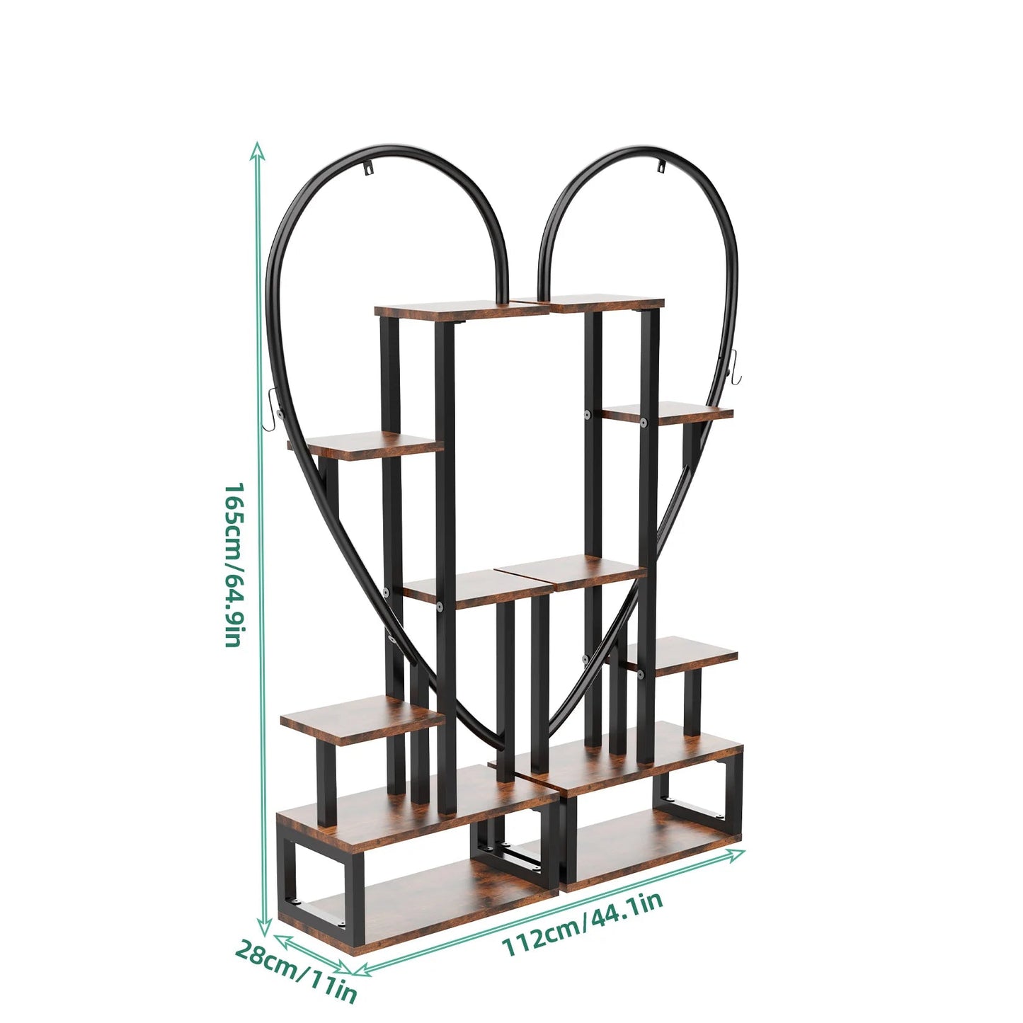 6 Tier Metal Plant Stand, Creative Half Heart Shape Ladder Plant Stands for Indoor Plants Multiple, Black Plant Shelf Rack Plant Stand Manwatstore