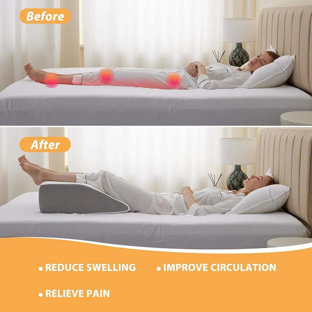 8-Inch Memory Foam Leg Elevation Pillow – Wedge Support for Sleeping &amp; Relaxation Memory Foam Medicted Pillows Manwatstore