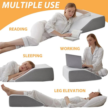 8-Inch Memory Foam Leg Elevation Pillow – Wedge Support for Sleeping &amp; Relaxation Memory Foam Medicted Pillows Manwatstore