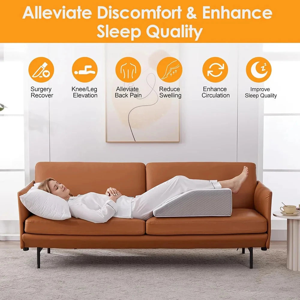 8-Inch Memory Foam Leg Elevation Pillow – Wedge Support for Sleeping & Relaxation Memory Foam Medicted Pillows Manwatstore