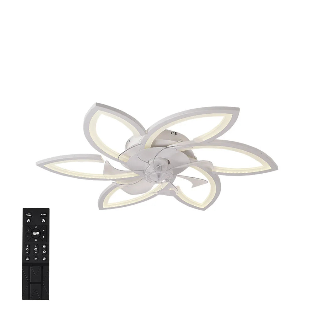 Modern Flower Shape Ceiling Fan With LED Lights-  Adjustable 6-Gear Speed Dimmable Ceiling Fan