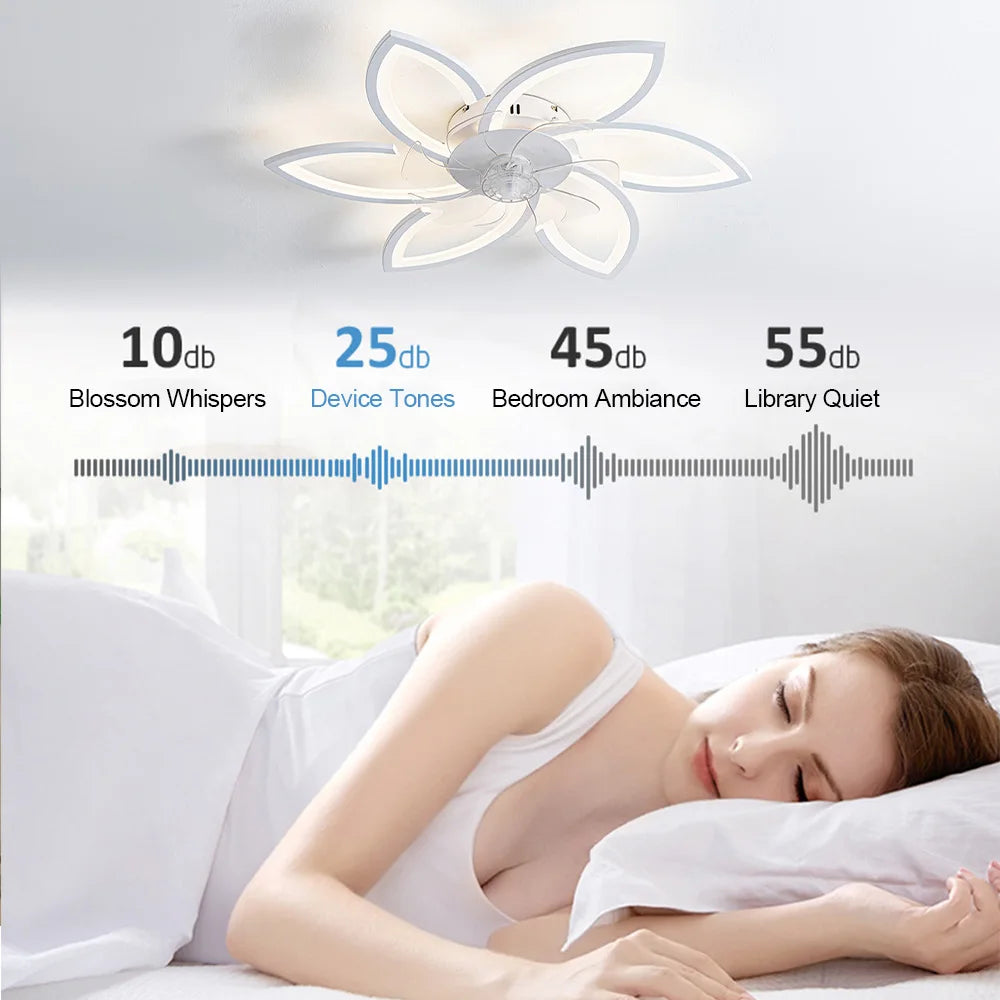 Modern Flower Shape Ceiling Fan With LED Lights-  Adjustable 6-Gear Speed Dimmable Ceiling Fan