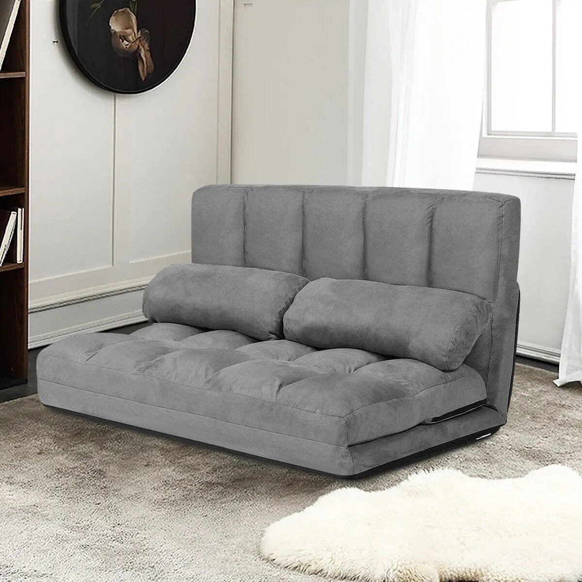 FlexiLounge Folding Floor Sofa Chair with Adjustable Backrest & Pillows
