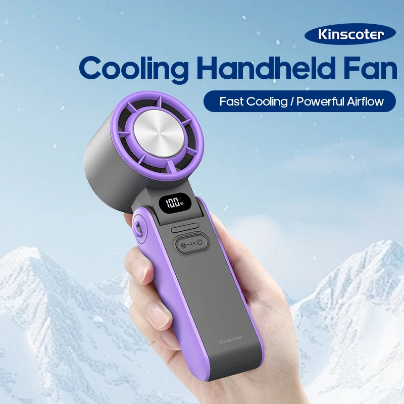 Portable High Speed Cooling Handheld Fan 3600mAh Rechargeable 100 Speed Adjustable Mini Foldable Air Cooling Turbo Fan &amp; Lanyard