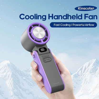 Portable High Speed Cooling Handheld Fan 3600mAh Rechargeable 100 Speed Adjustable Mini Foldable Air Cooling Turbo Fan &amp; Lanyard
