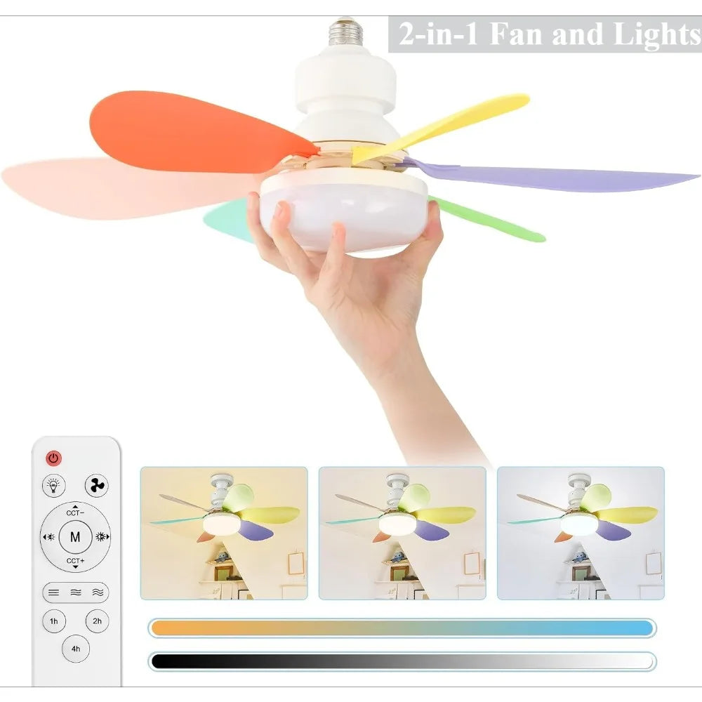 JOYINLED Dimmable Ceiling Fan Light, 30W/40W LED Lamp with Remote Control, 6 Blades, E27 Socket, for Bedroom &amp; Office, 85-265V