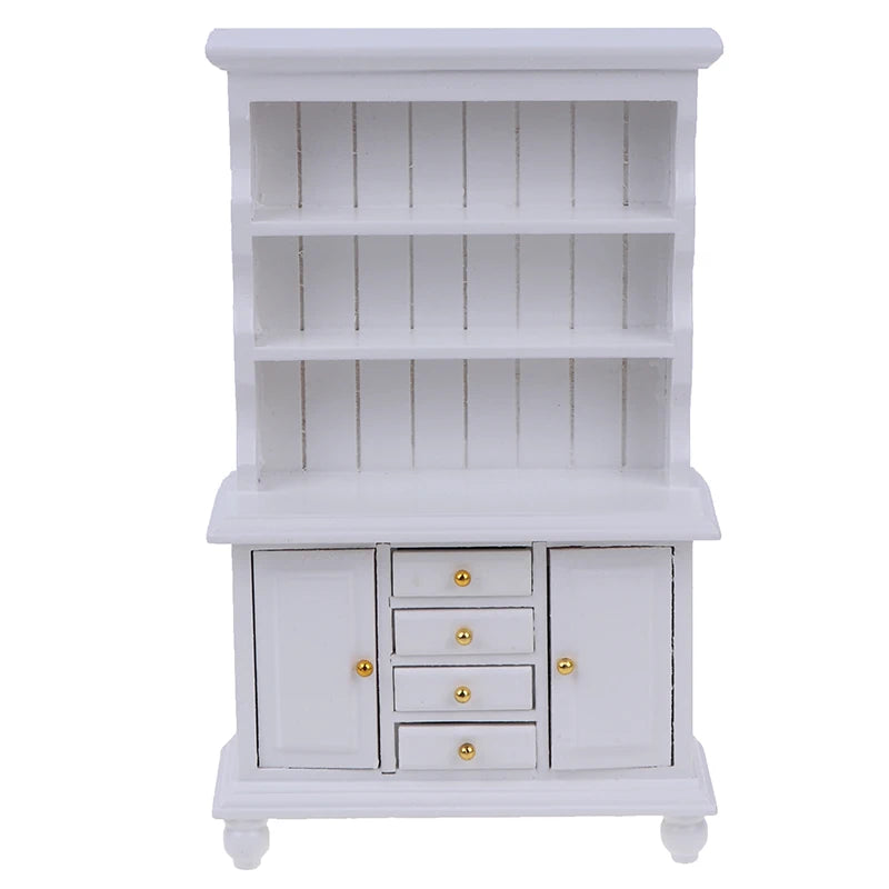 1/12 Multifunction Wood Cabinet Bookcase Cabinet Miniature Furniture Handcrafted Wall Cabinet Dollhouse