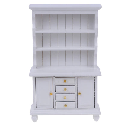 1/12 Multifunction Wood Cabinet Bookcase Cabinet Miniature Furniture Handcrafted Wall Cabinet Dollhouse