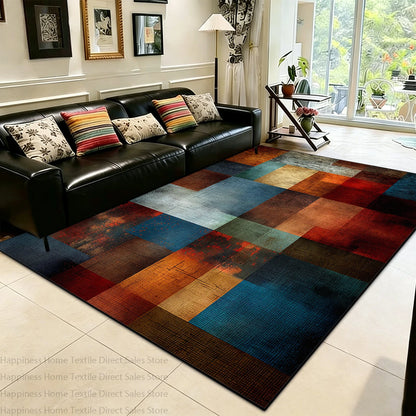 Modern Color Block Living Room Large Area Carpet Decoration Bedroom Washable Antiskid Area Rug Soft Easy Clean Office Seat Mats
