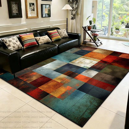 Modern Color Block Living Room Large Area Carpet Decoration Bedroom Washable Antiskid Area Rug Soft Easy Clean Office Seat Mats