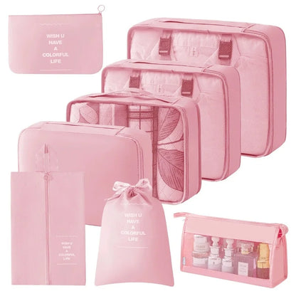 Travel Storage Bags Set 7/8/9/10-Piece Digital Toiletries Organizer Suitcase Packing Cubes for Clothes Shoes Clothes Tidy Pouch