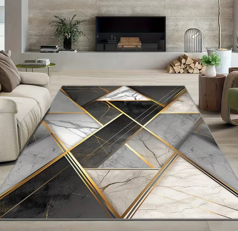 Imitation Cashmere Geometric Carpet Modern Art-Style Digital Printed Carpet Comfortable and Beautiful, Versatile Decoration Mats