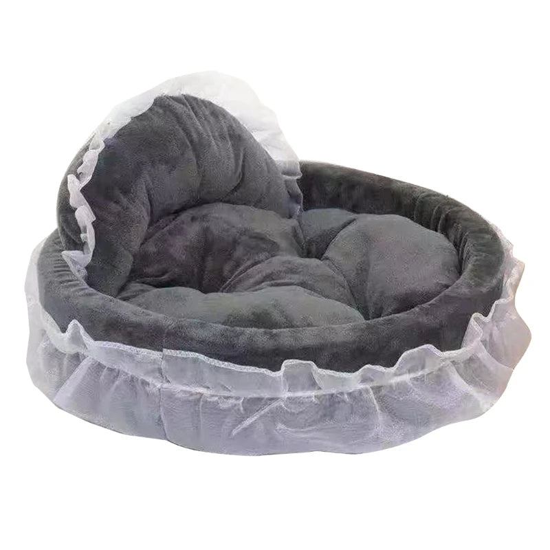 Elegant Lace Dog Puppy Bed Ruffled Princess Sofa for Small to Pets Creative Pink Lace Pet Bed Nest