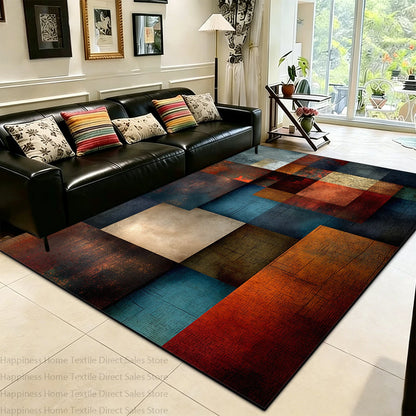 Modern Color Block Living Room Large Area Carpet Decoration Bedroom Washable Antiskid Area Rug Soft Easy Clean Office Seat Mats