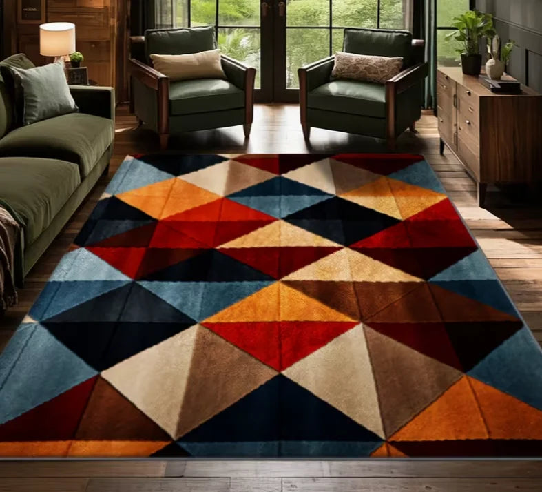 Imitation Cashmere Geometric Carpet Modern Art-Style Digital Printed Carpet Comfortable and Beautiful, Versatile Decoration Mats