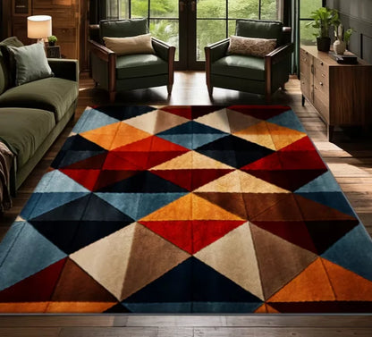 Imitation Cashmere Geometric Carpet Modern Art-Style Digital Printed Carpet Comfortable and Beautiful, Versatile Decoration Mats