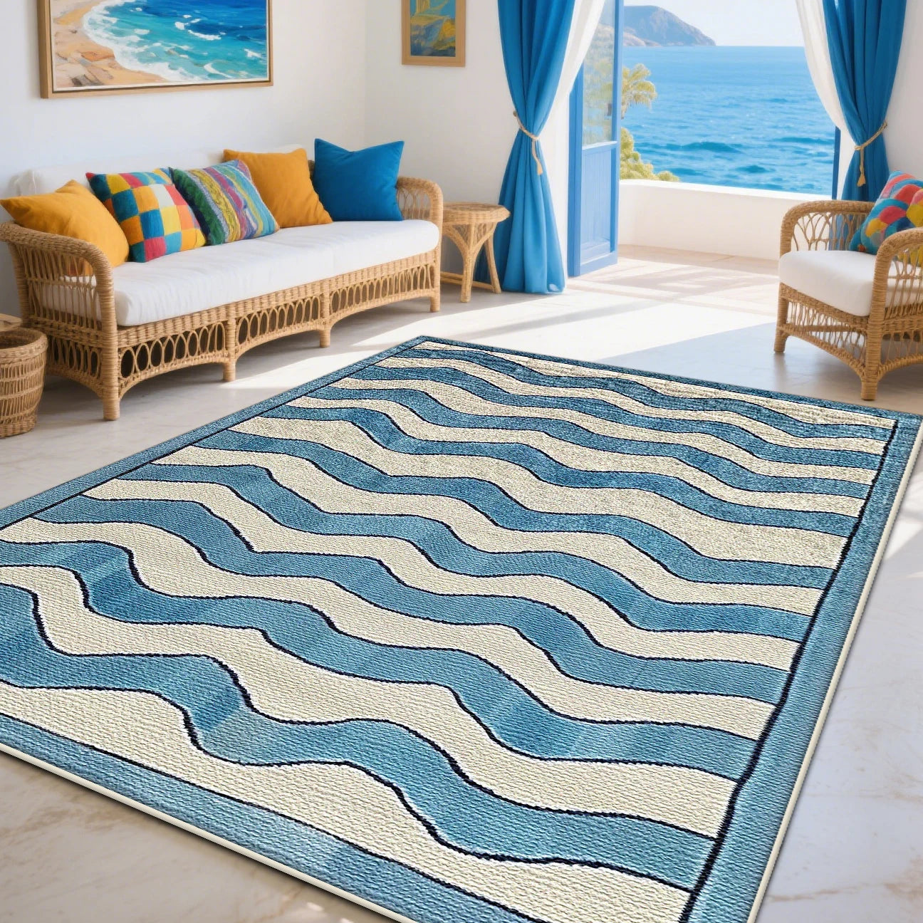 Modern Blue Living Room Sofa Carpet Decoration Bedroom Non-slip Machine Washable Area Rug Soft Fluffy Office Large Size Carpets