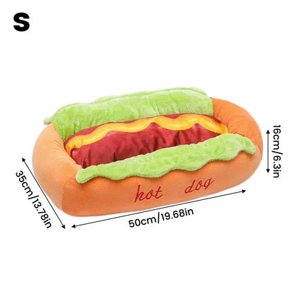 Pet Hot Dog Kennel Cute Cartoon Sausage Kennel Warm Comfortable Cat Dog Bed Sofa Removable Washable Pet Mat Pet Puppies Supplies