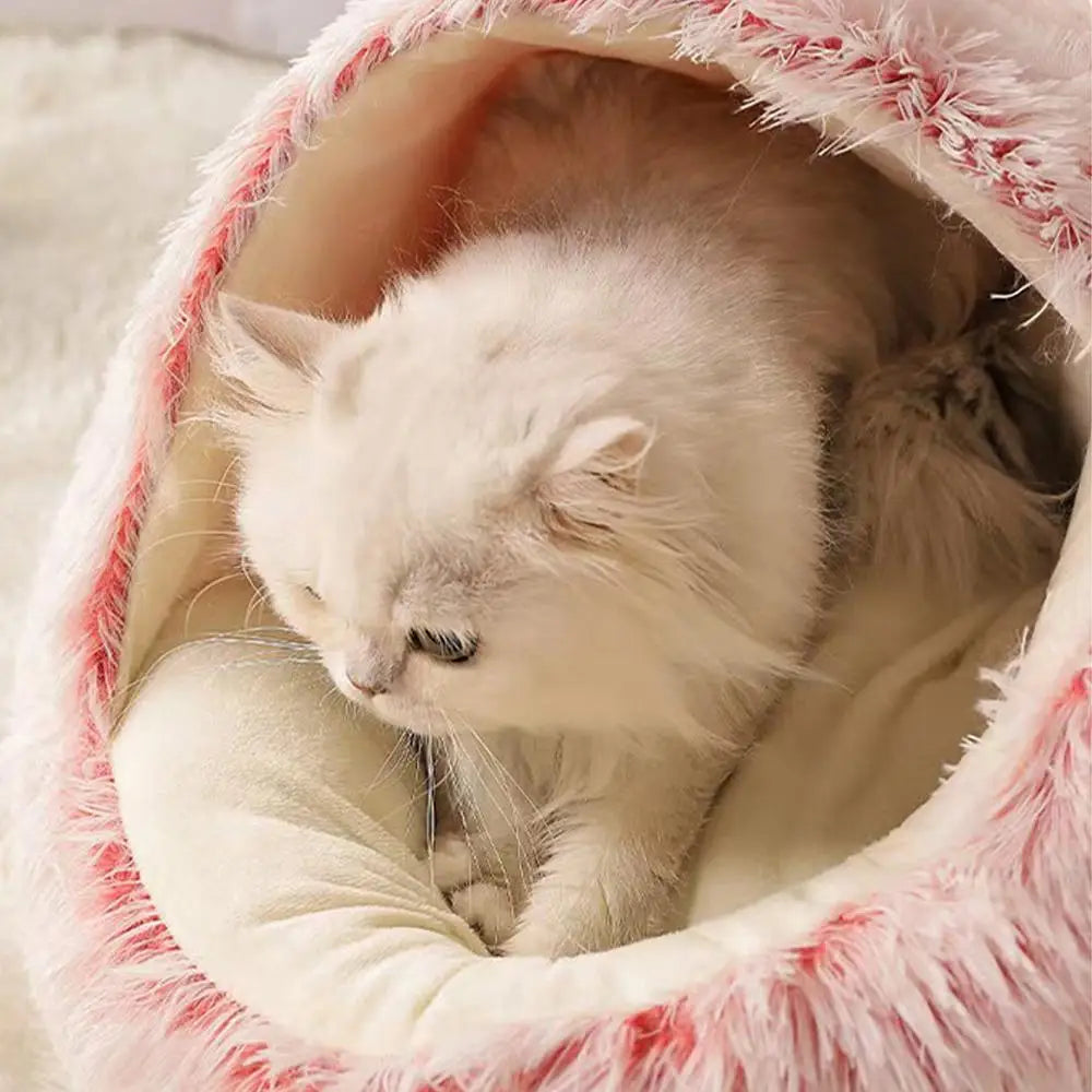 Winter Plush Pet Cat Bed Round Cat Cushion Cat House Warm Cats Basket Pet Sleep Bag Kitten Nest Kennel for Pet Dog Cats