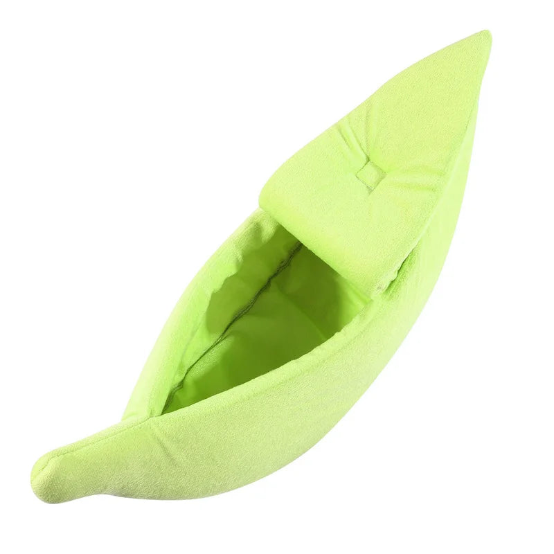 Semi Enclosed Banana Shaped Plush Pet Nest Warm Cat Dog Sleeping Bed Soft Villa House For Squirrel Totoro Small Animals