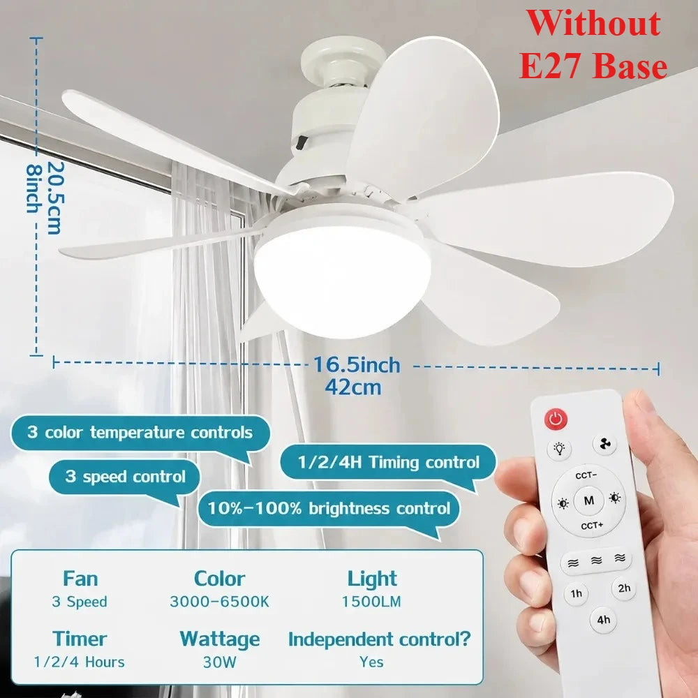 JOYINLED Dimmable Ceiling Fan Light, 30W/40W LED Lamp with Remote Control, 6 Blades, E27 Socket, for Bedroom &amp; Office, 85-265V
