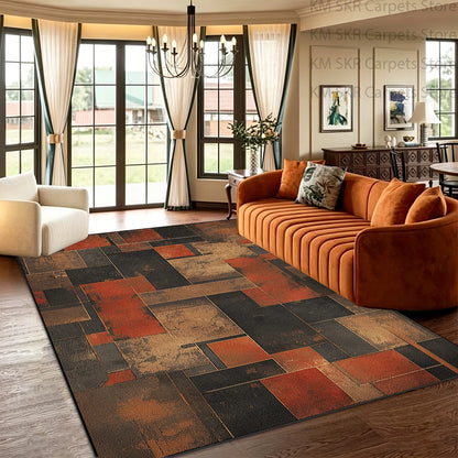 Block Geometry Modern Style Living Room High-end Carpet Decoration Bedroom Non-slip Washable Household Rug Soft Plush Study Mat