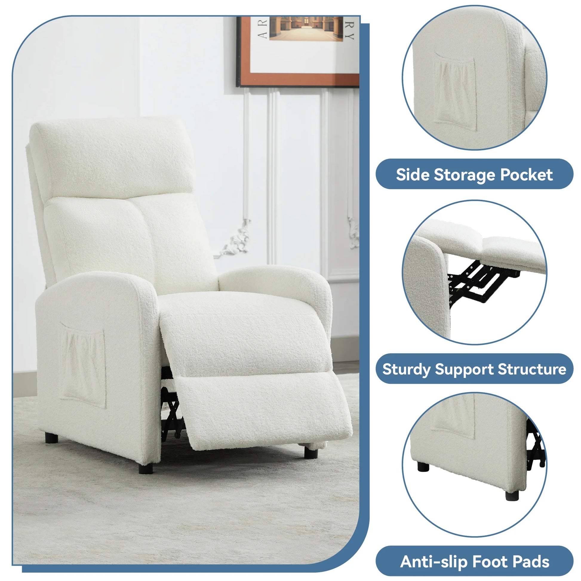 Relaxo Push-Back Recliner Chair with Lumbar Support & Adjustable Leg Rest - Manwatstore