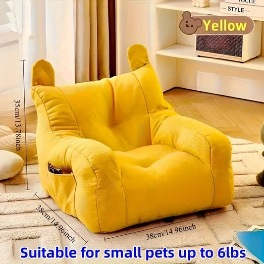 Cat Sofa Bed, Adorable Cartoon Pet Bed with Removable Washable Cover, Plush Cat Furniture for Indoor Cats Up To 6 Lbs (2.72kg)