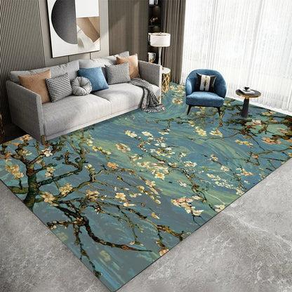 Van Gogh Style Impressionist Art Floor Carpet Starry Night Design Anti-Slip Rug for Kids Room Bedroom Living Room Home Decor