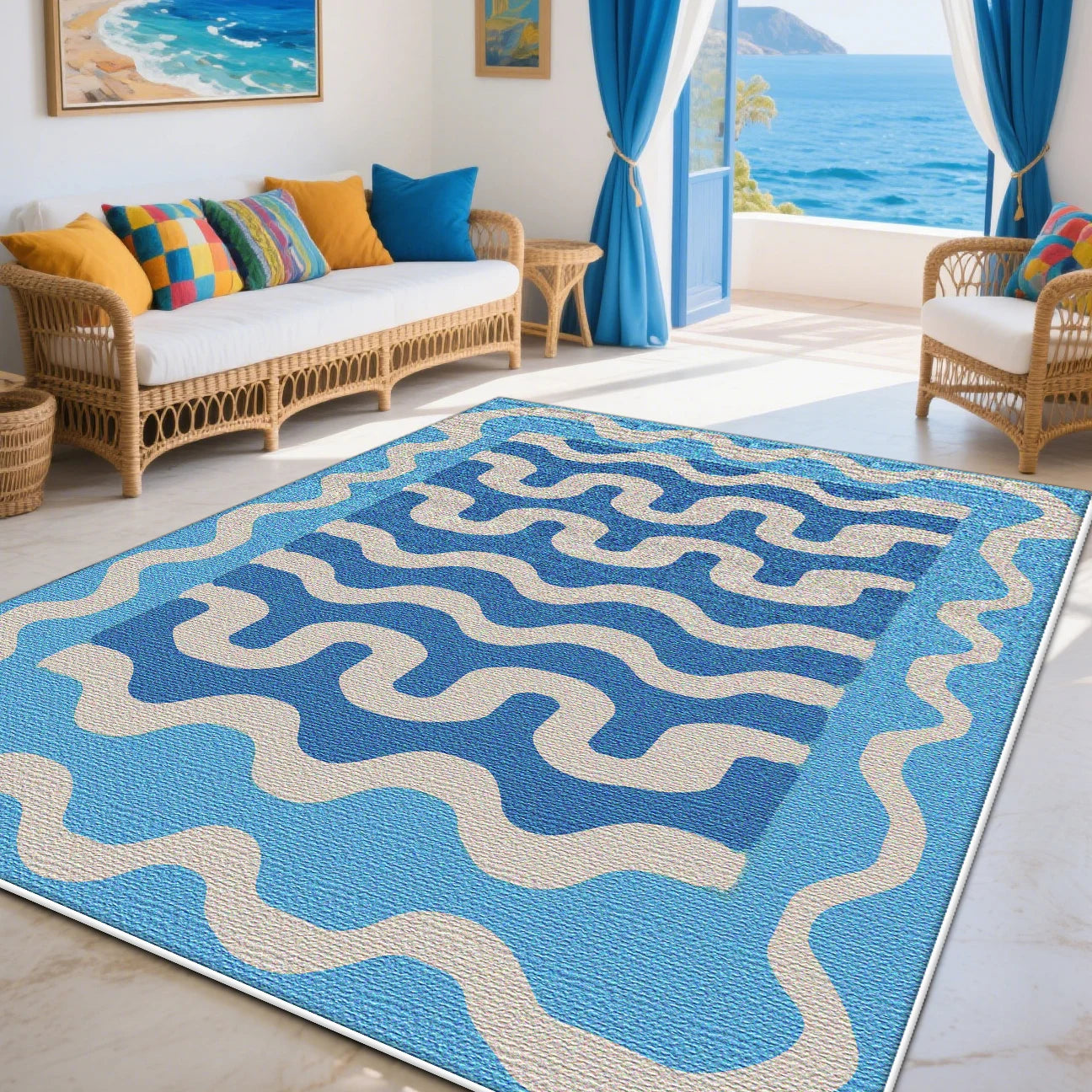 Modern Blue Living Room Sofa Carpet Decoration Bedroom Non-slip Machine Washable Area Rug Soft Fluffy Office Large Size Carpets